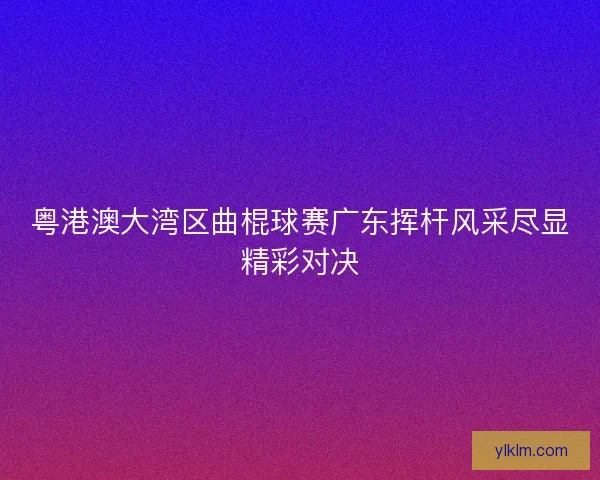 粤港澳大湾区曲棍球赛广东挥杆风采尽显精彩对决