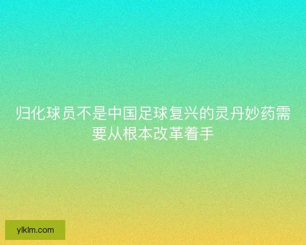 归化球员不是中国足球复兴的灵丹妙药需要从根本改革着手